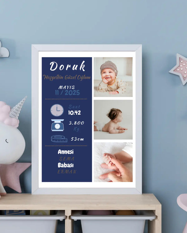 Erkek Bebek İlk An Tablosu Model No:8 Hediye Teslim