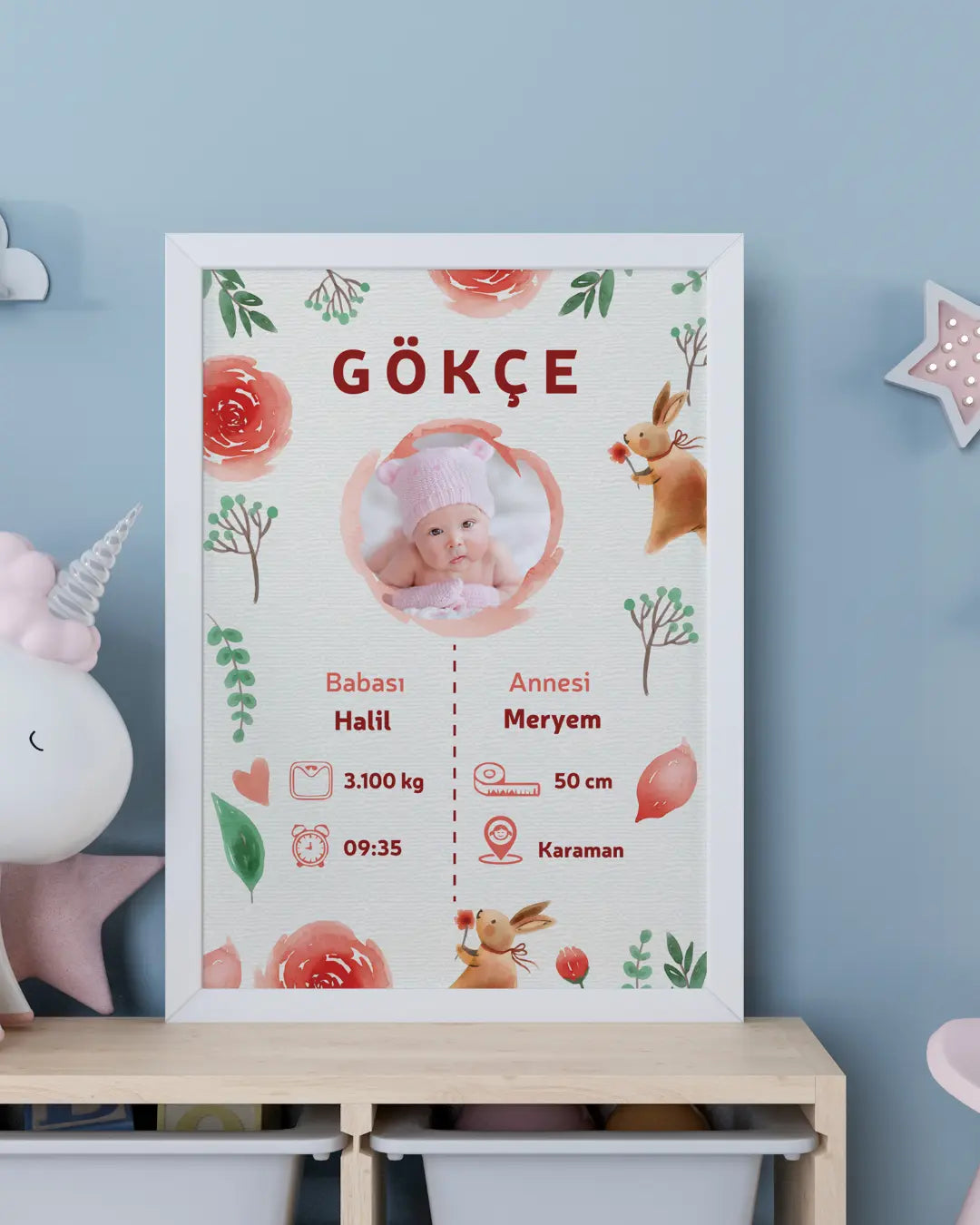 Kız Bebek İlk An Tablosu Model No:3 - Hediye Teslim