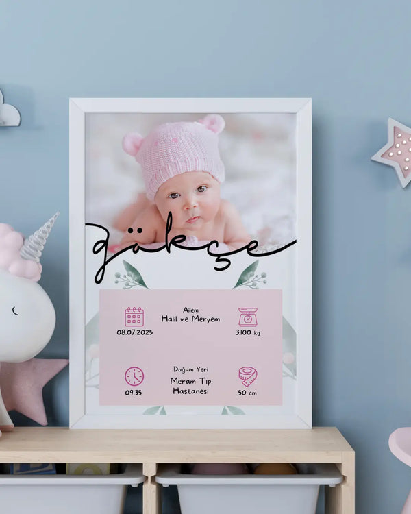 Kız Bebek İlk An Tablosu Model No:5 - Hediye Teslim