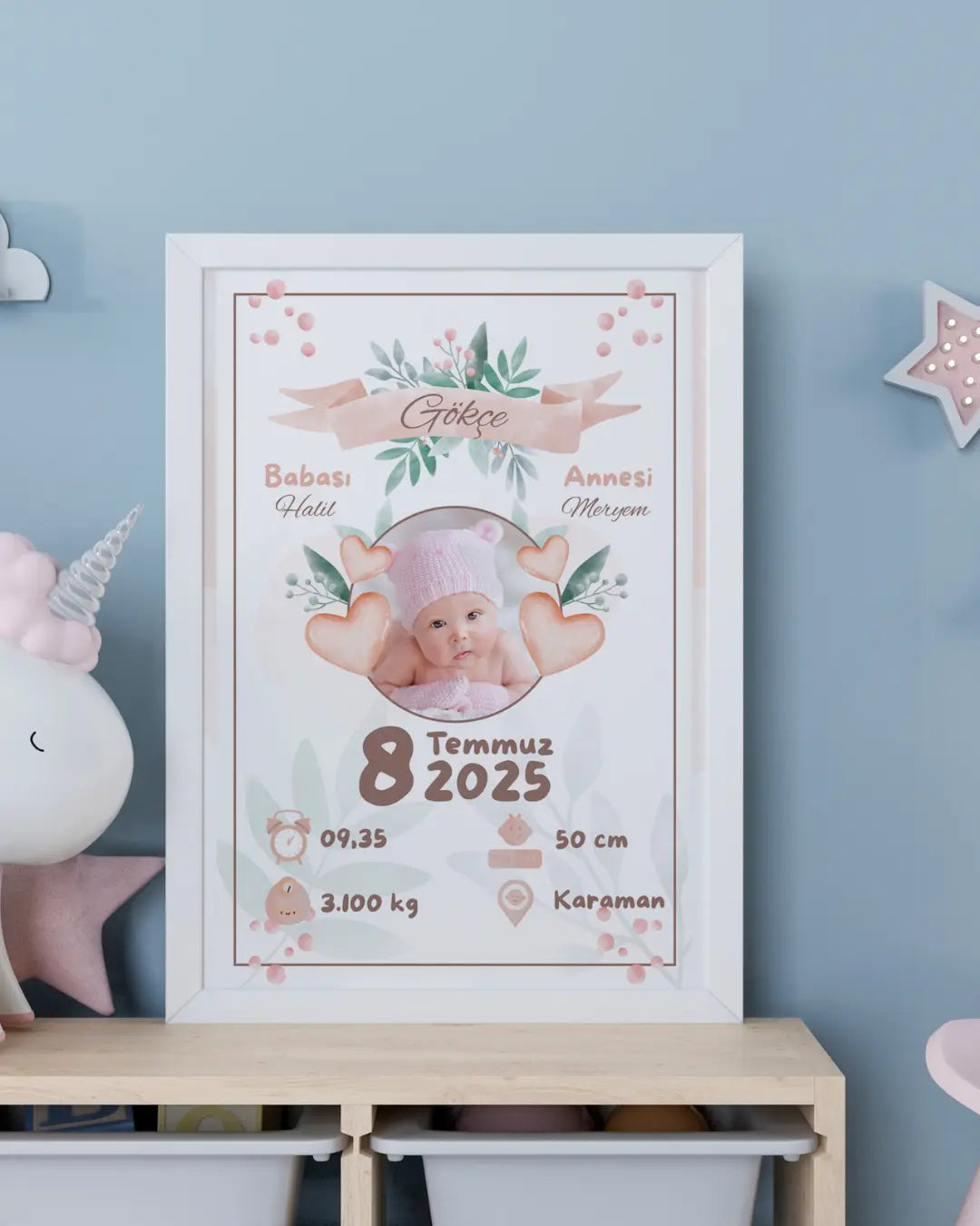 Kız Bebek İlk An Tablosu Model No:2 - Hediye Teslim