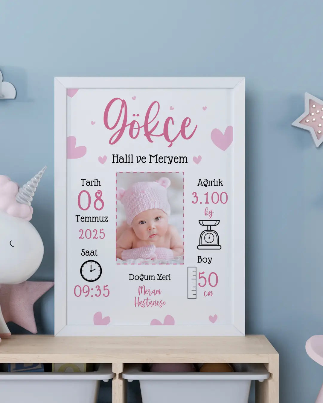 Kız Bebek İlk An Tablosu Model No:6 - Hediye Teslim