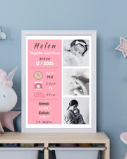 Kız Bebek 3lü İlk An Tablosu Model No:9 - Hediye Teslim