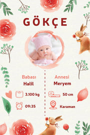 Kız Bebek İlk An Tablosu Model No:3 - Hediye Teslim