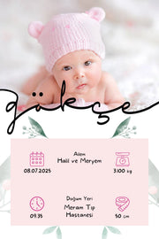 Kız Bebek İlk An Tablosu Model No:5 - Hediye Teslim