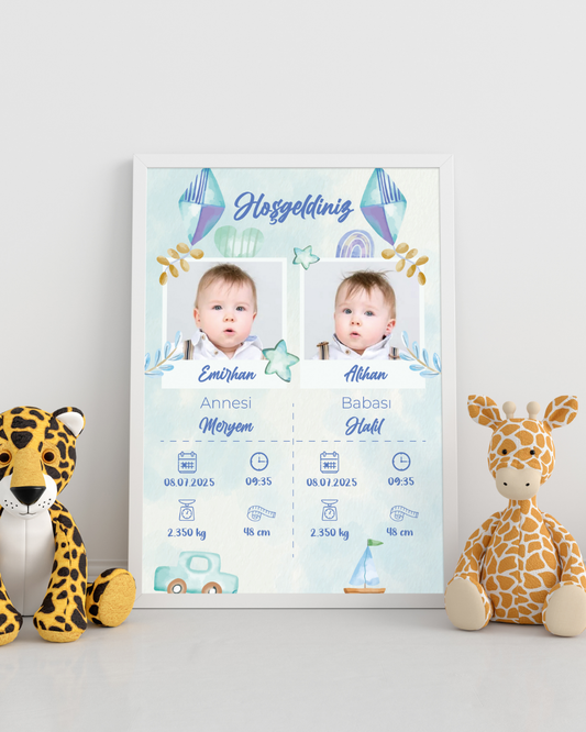 Erkek İkiz Bebek İlk An Tablosu Model No:1