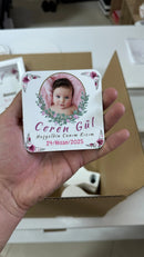 Kişiye özel fotoğraflı 9x9 cm MDF buzdolabı magneti