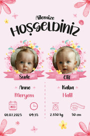 Kız İkiz Bebek İlk An Tablosu Model No:1 - Hediye Teslim